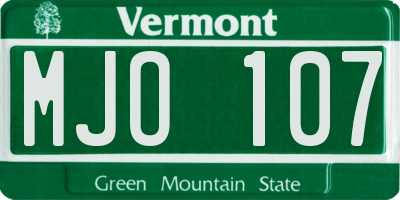 VT license plate MJO107