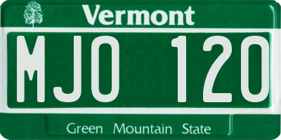 VT license plate MJO120
