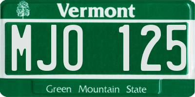 VT license plate MJO125