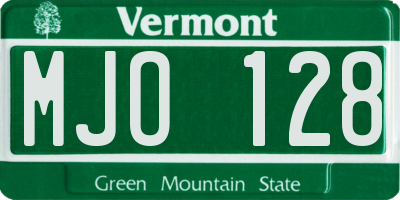 VT license plate MJO128