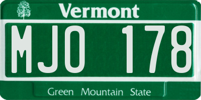 VT license plate MJO178