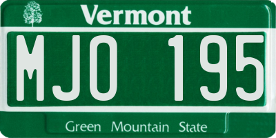VT license plate MJO195