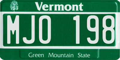 VT license plate MJO198