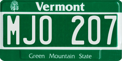 VT license plate MJO207