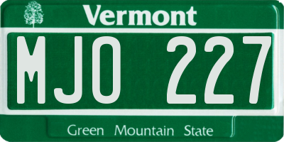 VT license plate MJO227