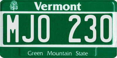 VT license plate MJO230