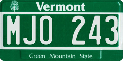 VT license plate MJO243