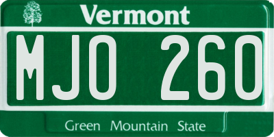VT license plate MJO260