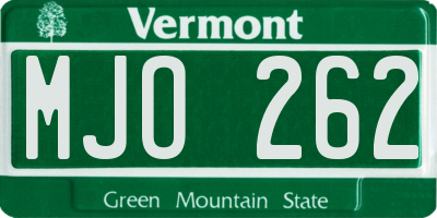 VT license plate MJO262