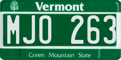 VT license plate MJO263
