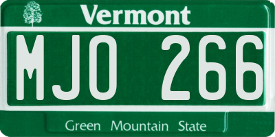 VT license plate MJO266