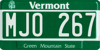 VT license plate MJO267