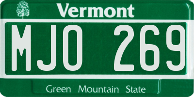 VT license plate MJO269