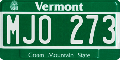 VT license plate MJO273