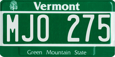 VT license plate MJO275