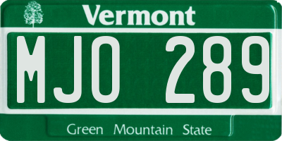 VT license plate MJO289