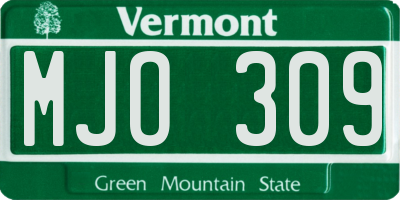 VT license plate MJO309