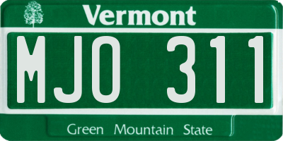 VT license plate MJO311