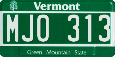 VT license plate MJO313