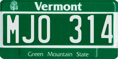 VT license plate MJO314