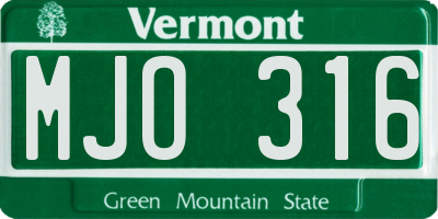 VT license plate MJO316