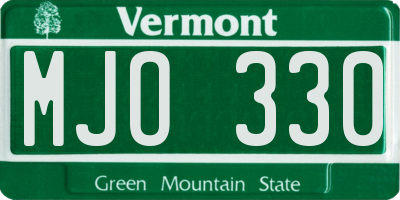 VT license plate MJO330