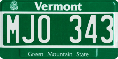 VT license plate MJO343