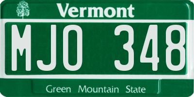 VT license plate MJO348