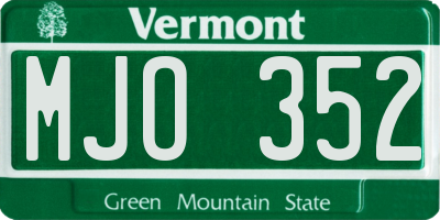 VT license plate MJO352