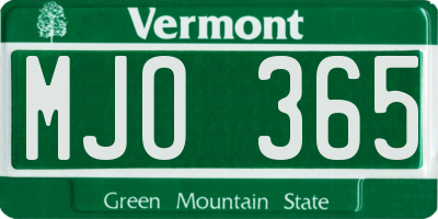 VT license plate MJO365