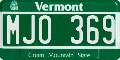 VT license plate MJO369