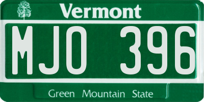 VT license plate MJO396