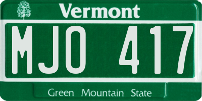VT license plate MJO417