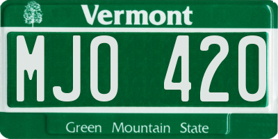 VT license plate MJO420