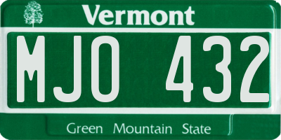 VT license plate MJO432