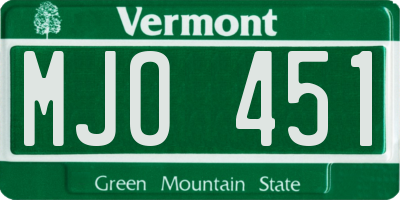 VT license plate MJO451