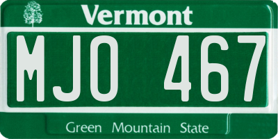 VT license plate MJO467