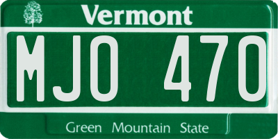 VT license plate MJO470