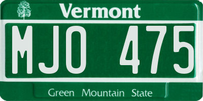VT license plate MJO475