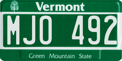 VT license plate MJO492