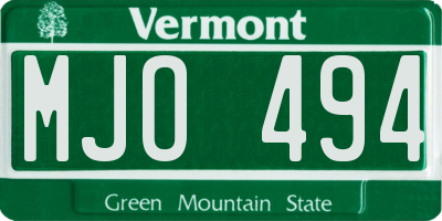 VT license plate MJO494