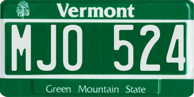 VT license plate MJO524