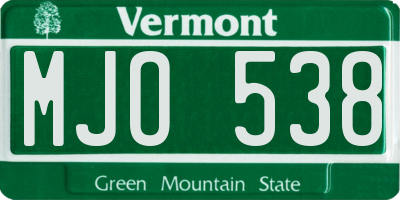 VT license plate MJO538