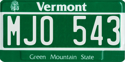 VT license plate MJO543