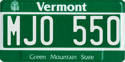 VT license plate MJO550