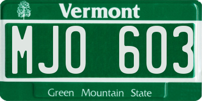 VT license plate MJO603