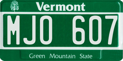 VT license plate MJO607