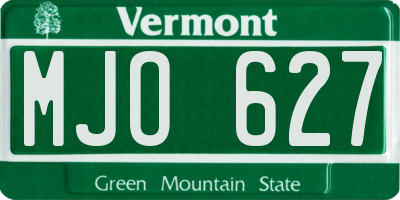 VT license plate MJO627