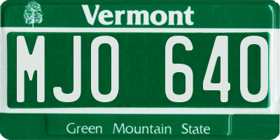 VT license plate MJO640