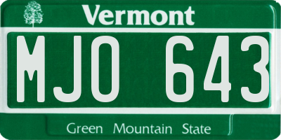 VT license plate MJO643